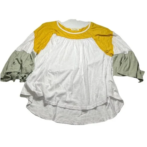 Women's Peach Love Color Block Boho Tunic Top - Size M - Picture 2 of 3